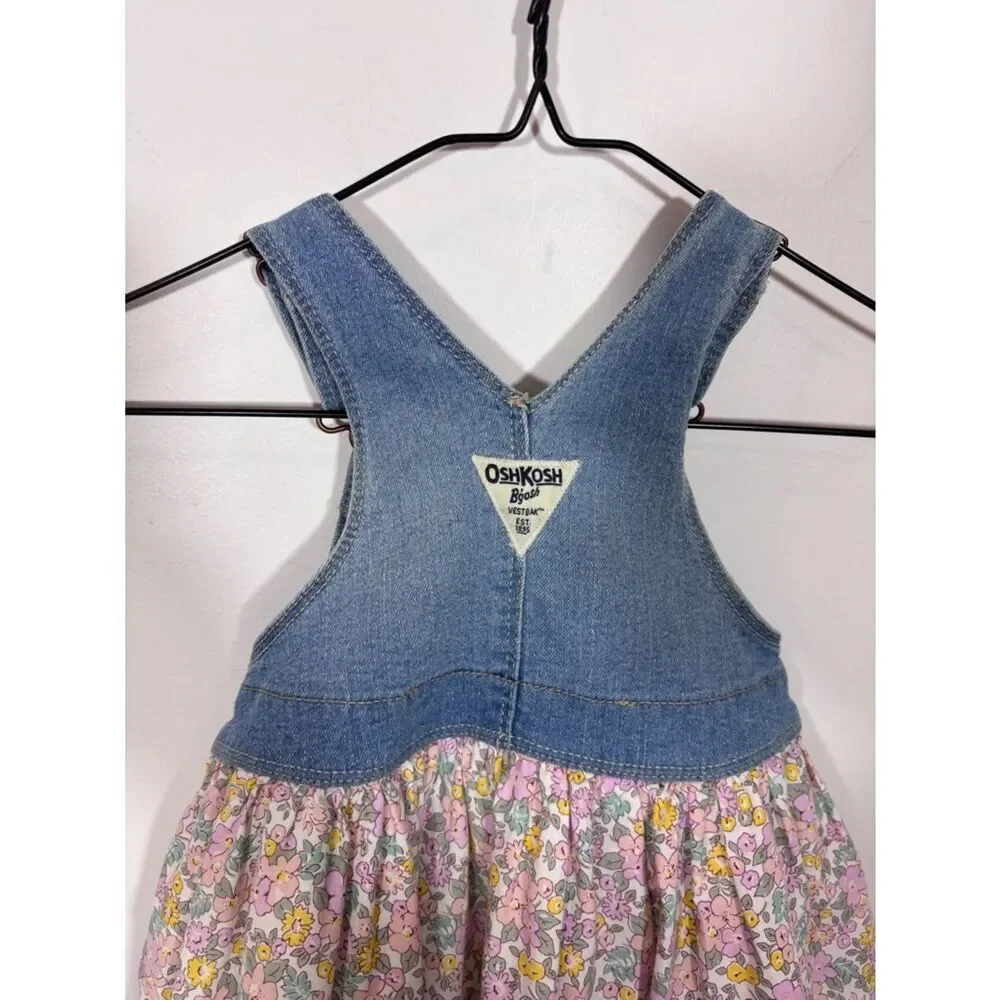 OshKosh B’gosh denim floral overall dress girls baby 12 months